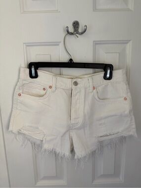 Free People White Distresses Cutoff Jean Shorts